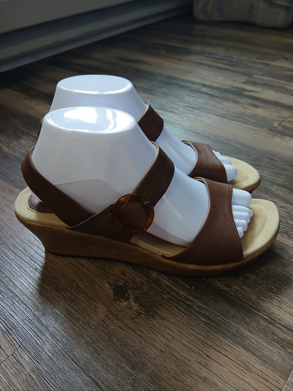 Dansko Brown Leather Wedge Sandals with Buckle Size 39